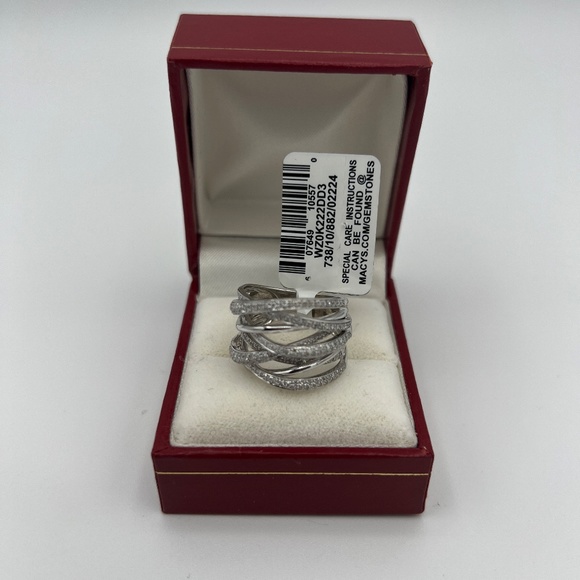❤️SOLD❤️ EFFY Diamond Crossover Statement Ring 3/4 ct. t.w.14K White Gold.Size 6 - Picture 4 of 17